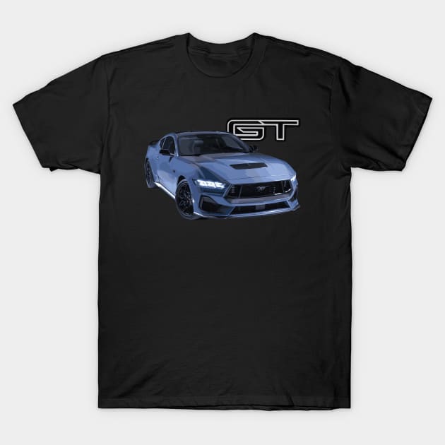 vapor blue Mustang GT 5.0L V8 coyote engine Performance Car s650 T-Shirt by cowtown_cowboy